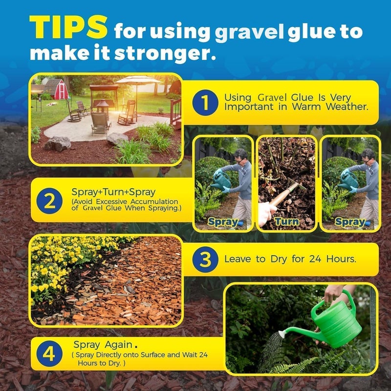 TTDMK Concentrate Mulch Glue for Landscaping, Makes 40oz Rock Glue, Fast Drying Gravel Landscape Lock Adhesive for Outdoor, Garden, Yard, Mulch Gravel Binder Spray, Easy Hold Bark Binder Spray for Stone - Image 5